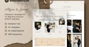 Alycia & Jevan – Wedding Invitation & RSVP Elementor Template Kit - Nulled Download - EmpireGPL