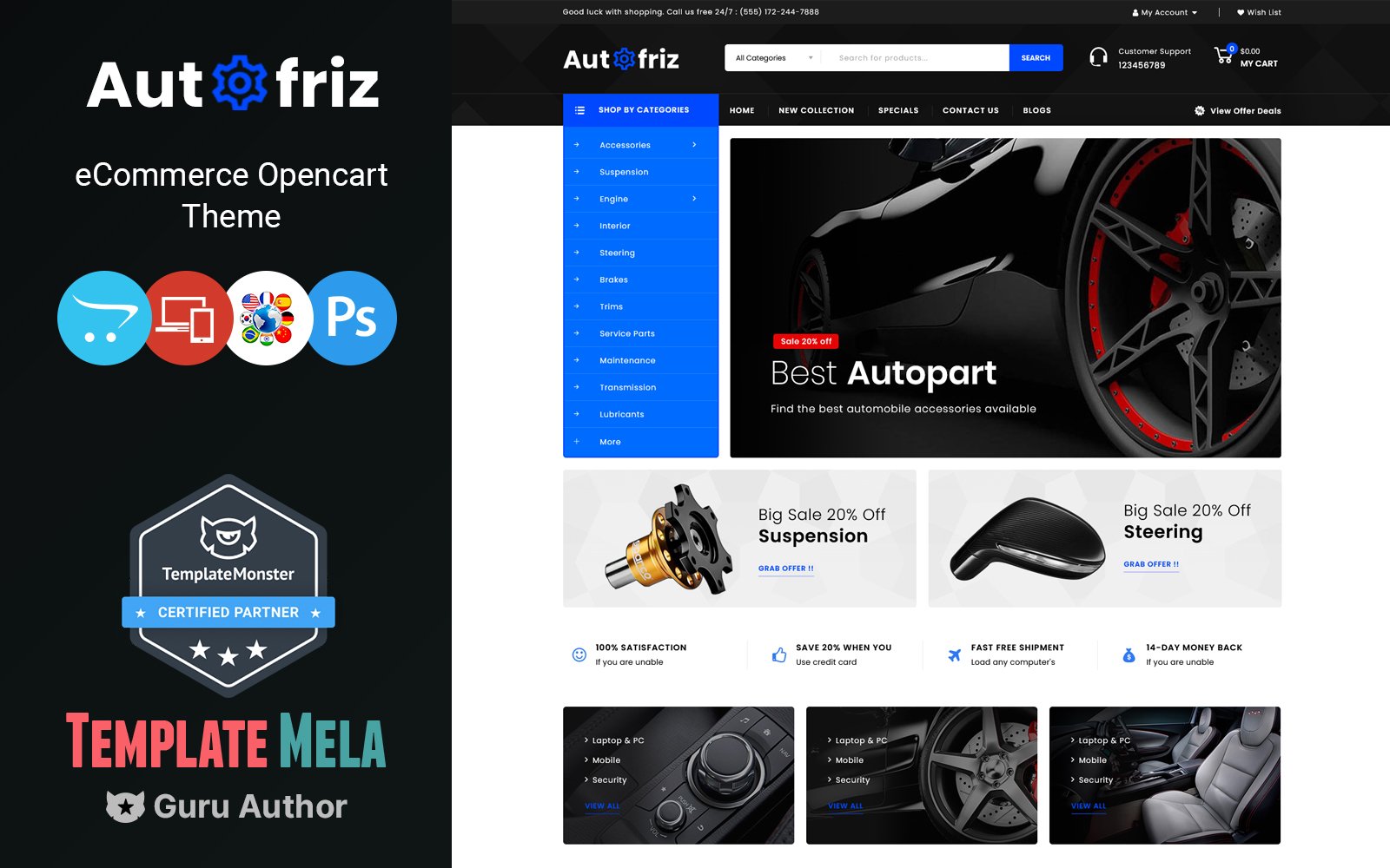 Autofriz - Auto Parts Store and Tools Store OpenCart Template - Nulled Download - EmpireGPL