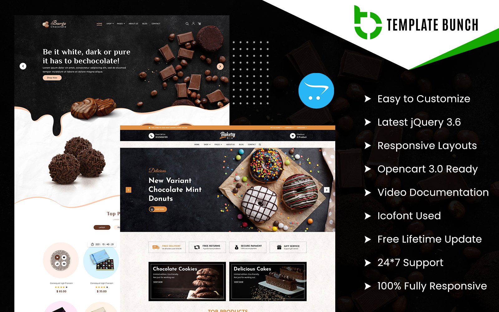 BargeBaker - Chocolate and Bakery Responsive OpenCart Theme for eCommerce Website Template OpenCart Template - Nulled Download - EmpireGPL