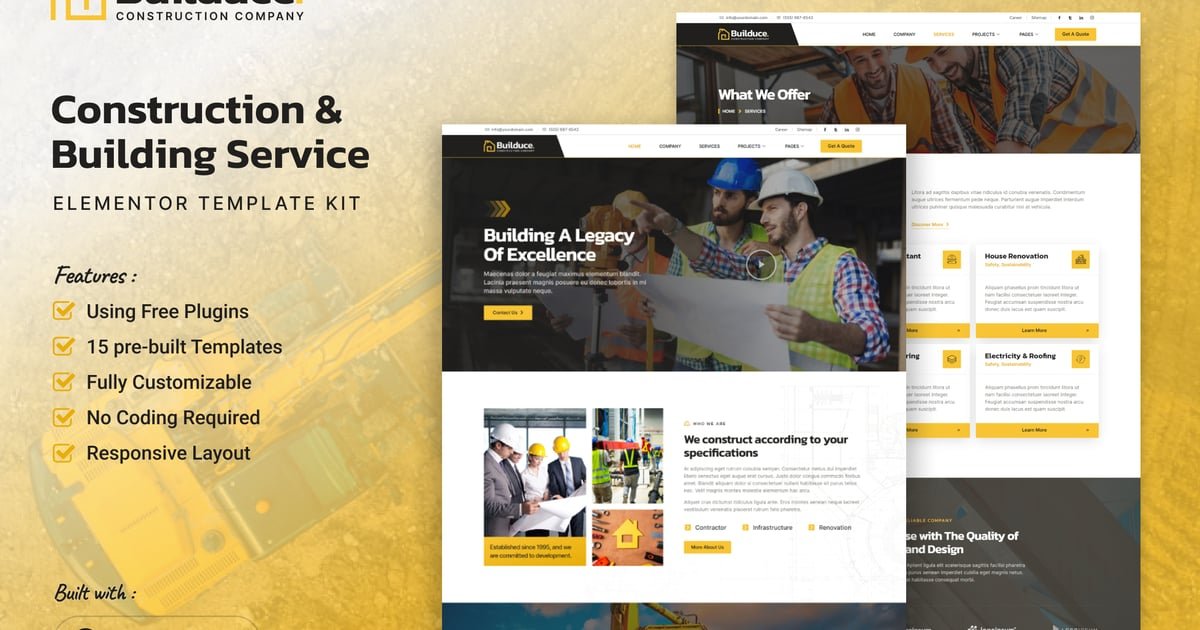 Builduce – Construction & Building Service Elementor Template Kit – Nulled Download – EmpireGPL