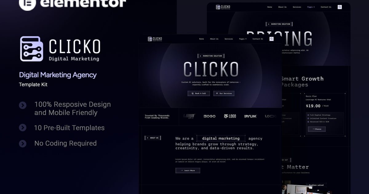 Clicko - Digital Marketing Agency Elementor Template Kit - Nulled Download - EmpireGPL