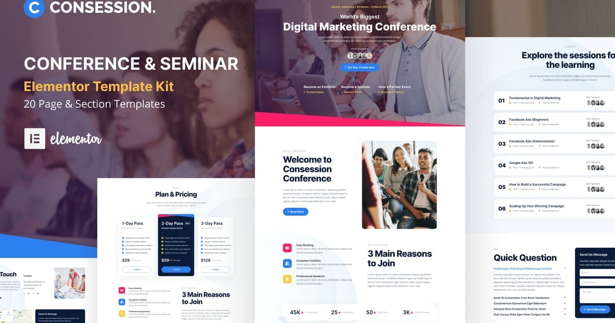 Consession - Conference & Seminar Elementor Template Kit - Nulled Download - EmpireGPL