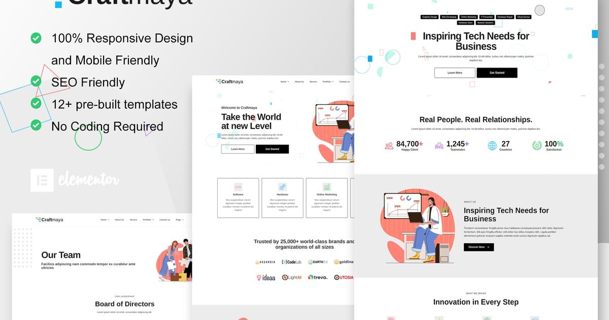 CraftMaya - IT Solutions & Services Company Elementor Template Kit - Nulled Download - EmpireGPL