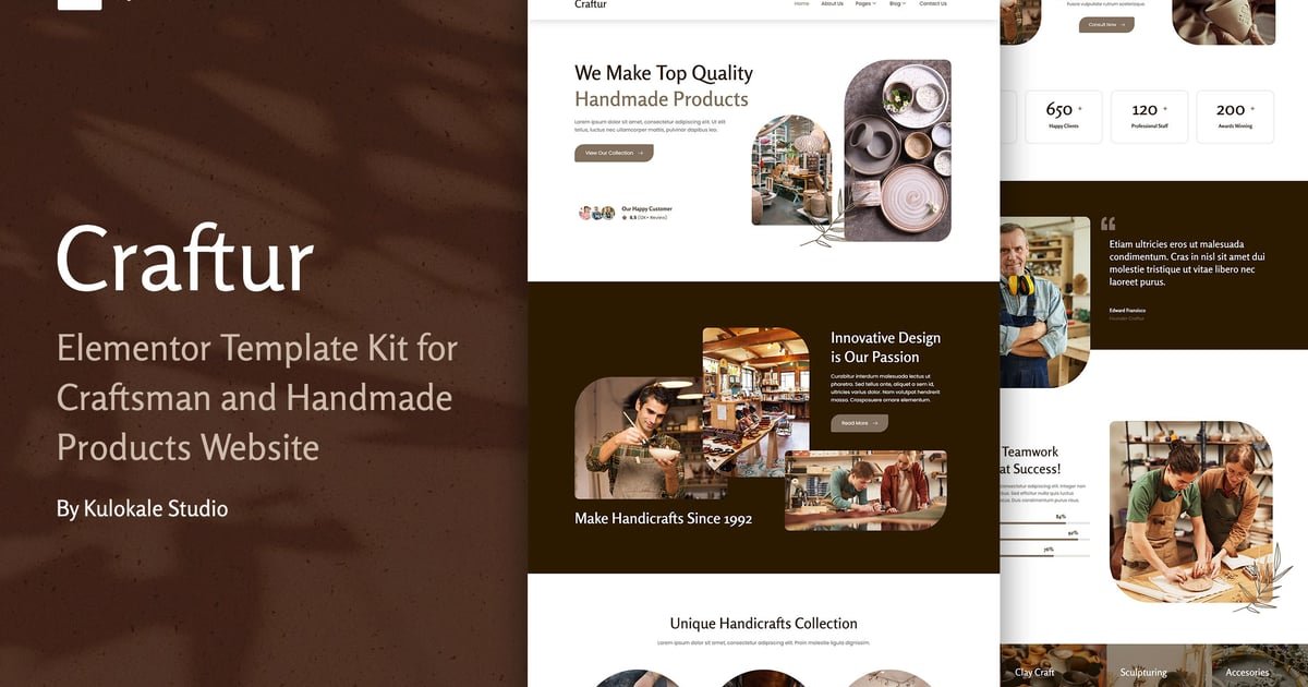 Craftur - Craftsman & Handmade Products Elementor Template Kit - Nulled Download - EmpireGPL