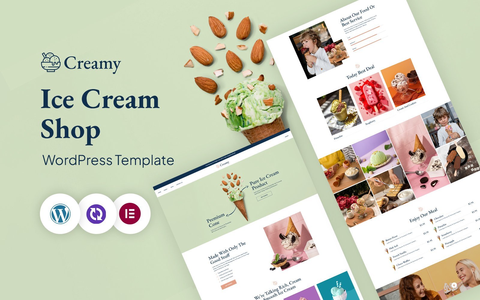 Creamy – Delicious Ice Cream WordPress CMS Elementor Template WordPress Theme - Nulled Download - EmpireGPL