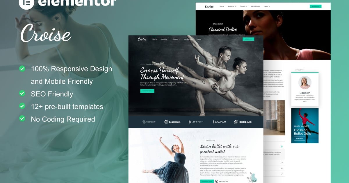 Croise - Ballet & Dance School Elementor Pro Template Kit - Nulled Download - EmpireGPL