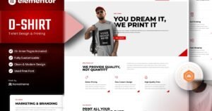D-Shirt - T Shirt Design & Printing Elementor Pro Full Site Template Kit - Nulled Download - EmpireGPL