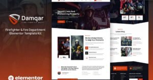 Damqar – Firefighter & Fire Department Elementor Template Kit - Nulled Download - EmpireGPL