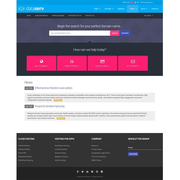 Dataserv - Professional Hosting WordPress Theme - Nulled Download - EmpireGPL