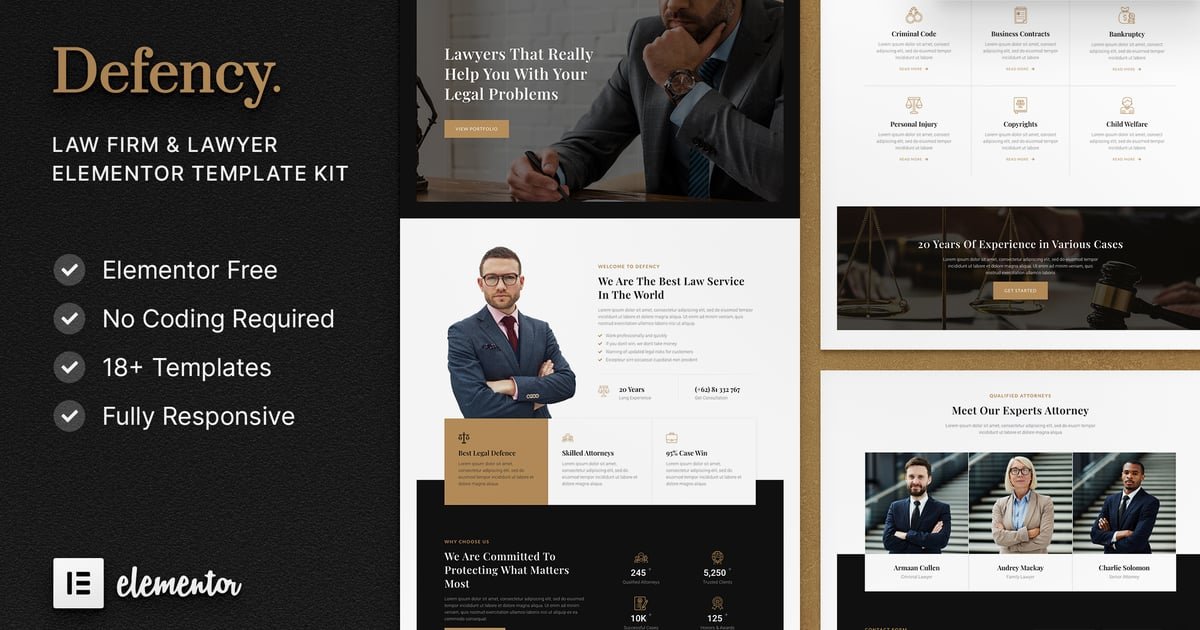 Defency – Law Firm & Lawyer Elementor Template Kit - Nulled Download - EmpireGPL