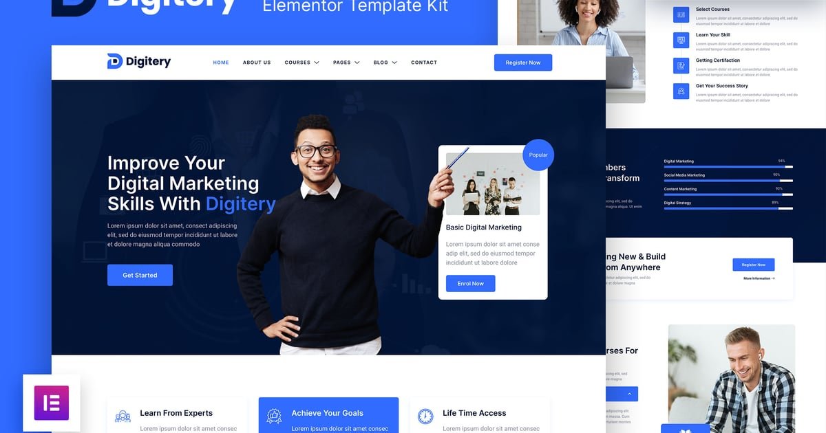 Digitery – Digital Marketing Courses Elementor Template Kit - Nulled Download - EmpireGPL