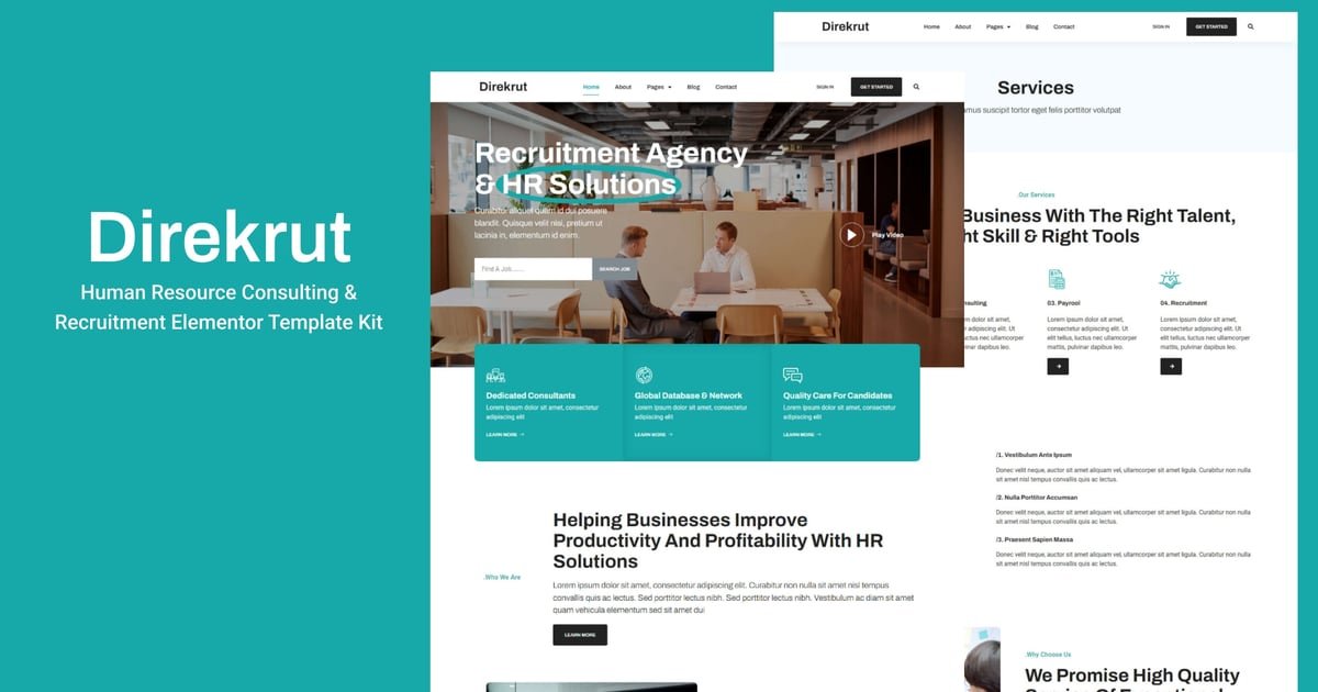Direkrut – Human Resource Consulting and Recruitment Elementor Template Kit – Nulled Download – EmpireGPL