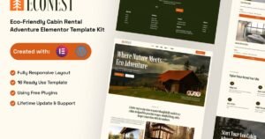 Econest - Eco-Friendly Cabin Rental Adventure Elementor Template Kit - Nulled Download - EmpireGPL