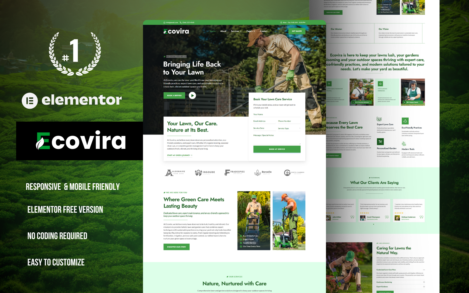 Ecovira – Lawn Mowing & Gardening Services WordPress Elementor Kit - Nulled Download - EmpireGPL