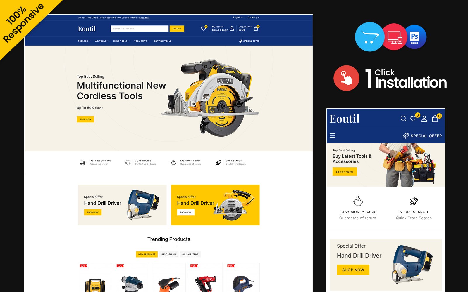 Eoutil – Tools Store and Mega Tool Super Store Multipurpose Opencart Theme OpenCart Template – Nulled Download – EmpireGPL