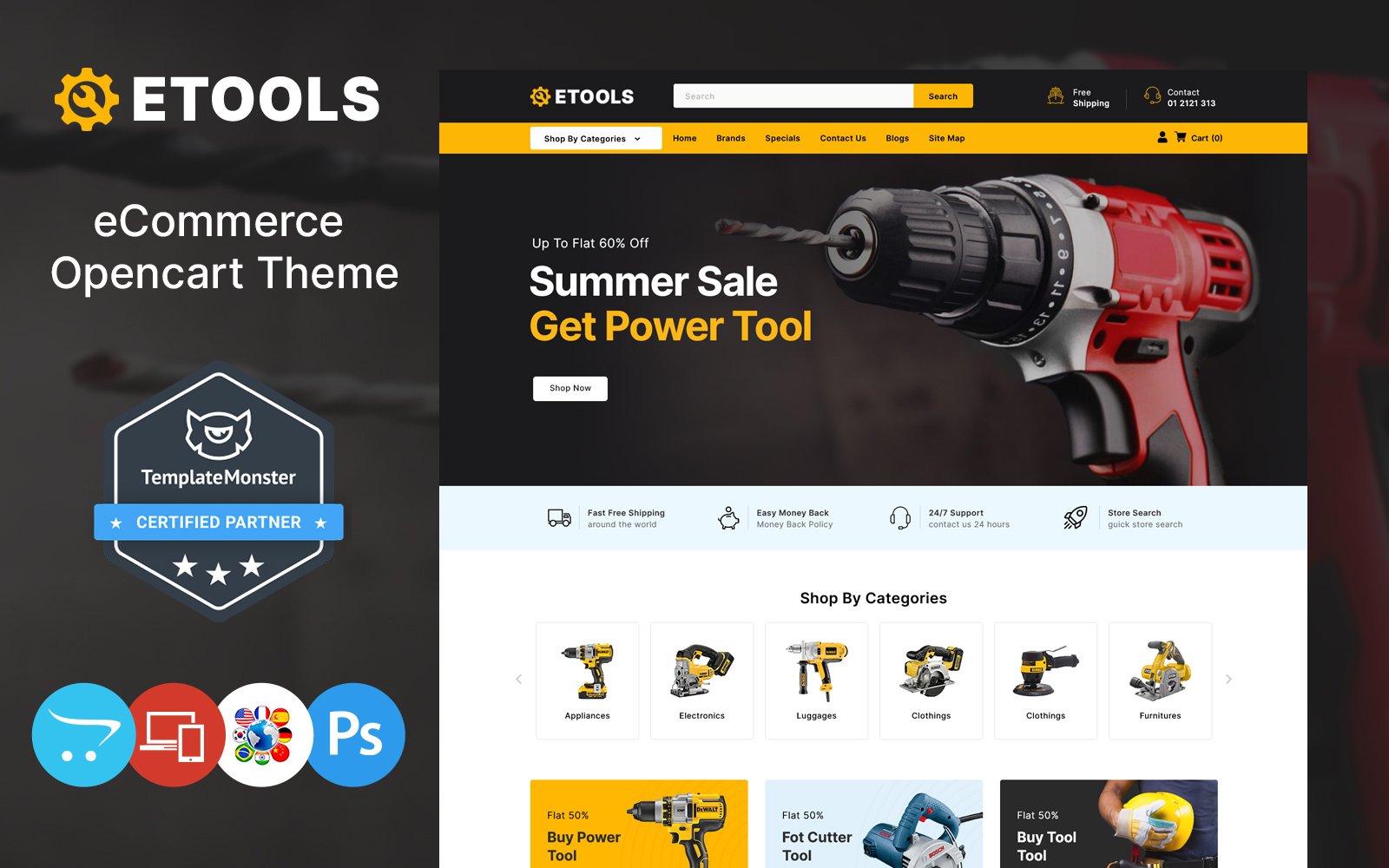 Etools – Tools Store, Power and Hand Tools OpenCart Theme OpenCart Template – Nulled Download – EmpireGPL