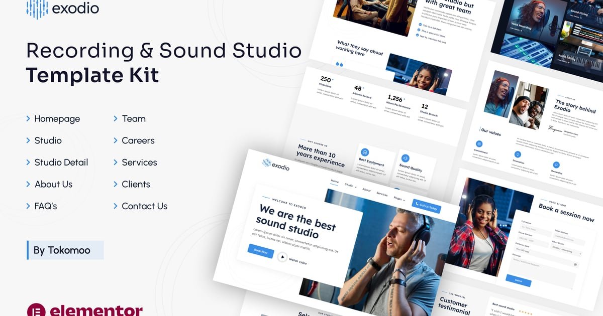 Exodio | Recording & Sound Studio Elementor Template Kit - Nulled Download - EmpireGPL