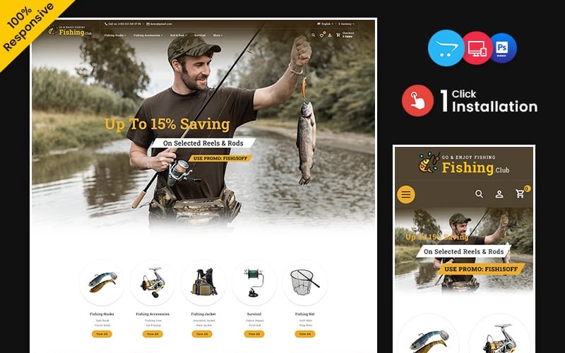 Fishing club - Equipment Multipurpose Responsive OpenCart Store OpenCart Template - Nulled Download - EmpireGPL