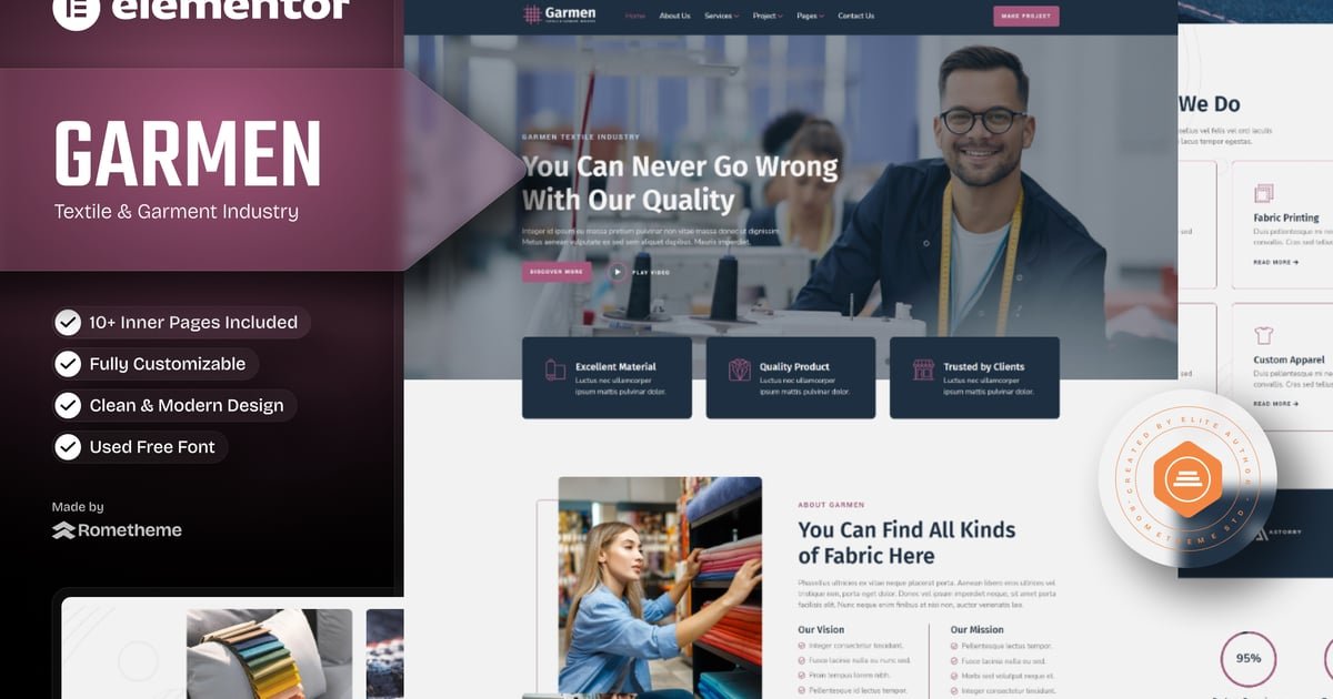 Garmen – Textile & Garment Industry Elementor Template Kit – Nulled Download – EmpireGPL