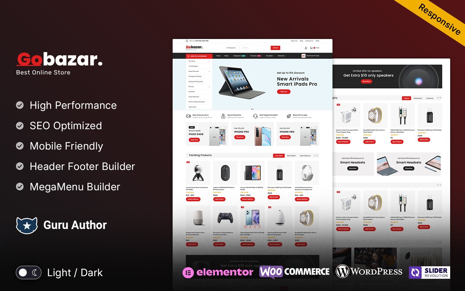 Gobazar – Electronics Marketplace Elementor WooCommerce Store WooCommerce Theme - Nulled Download - EmpireGPL