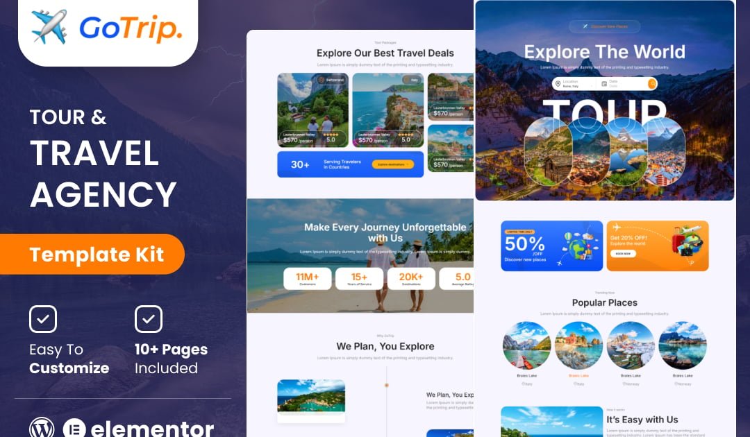 GoTrip - Tour & Travel Agency Elementor Template Kit - Nulled Download - EmpireGPL
