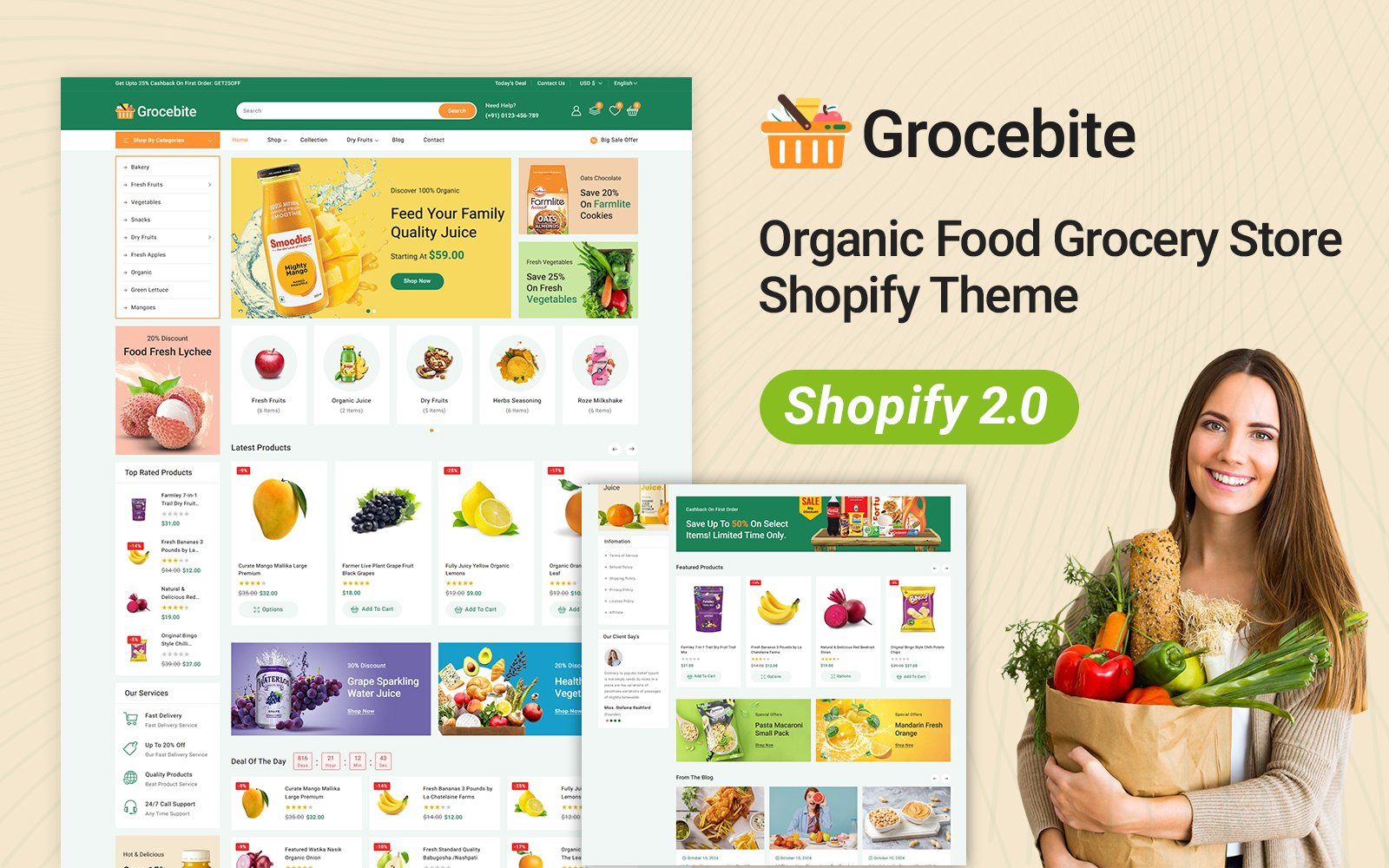 Grocebite - Organic Food Grocery Store Shopify 2.0 Responsive Theme Shopify Theme - Nulled Download - EmpireGPL