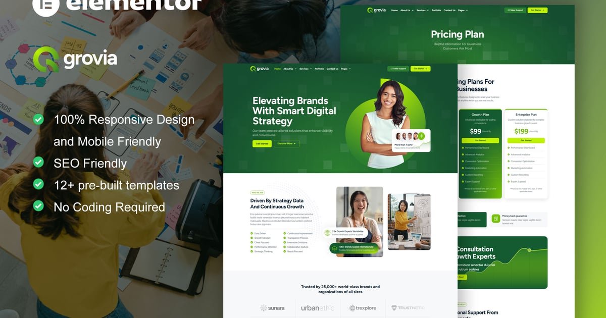 Grovia - Digital Marketing Agency Elementor Pro Template Kit - Nulled Download - EmpireGPL