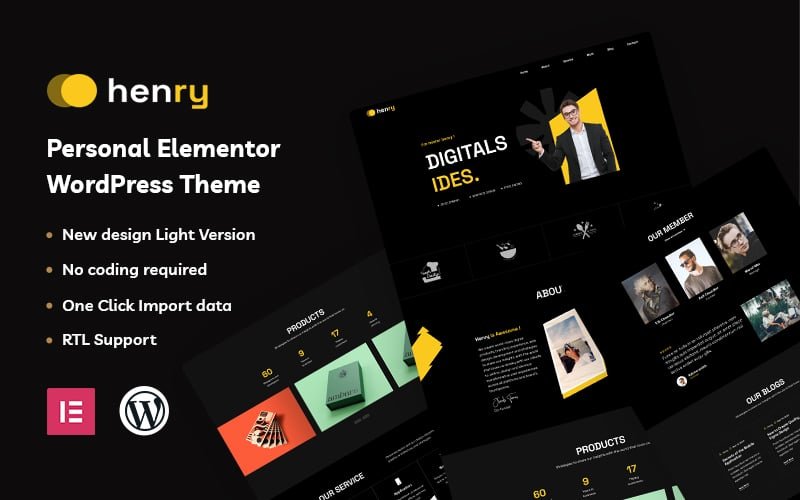 Henry - Personal Elementor WordPress Theme - Nulled Download - EmpireGPL