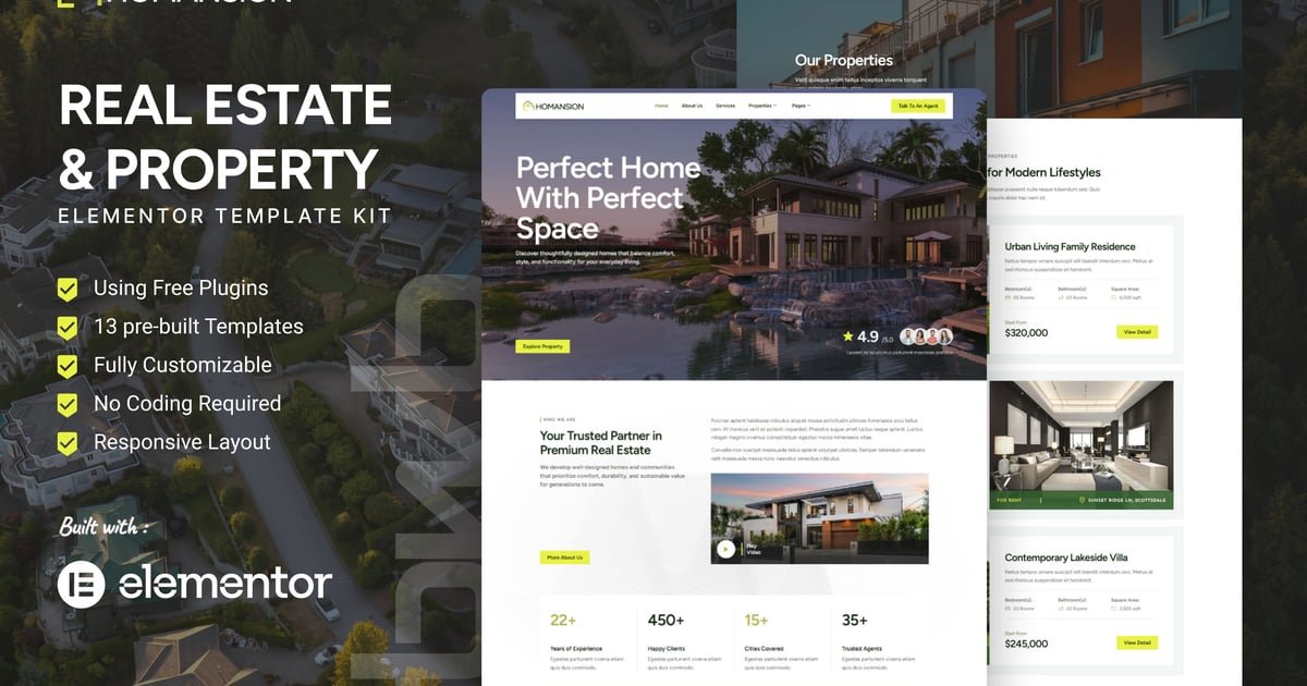 Homansion - Real Estate & Property Elementor Template Kit - Nulled Download - EmpireGPL