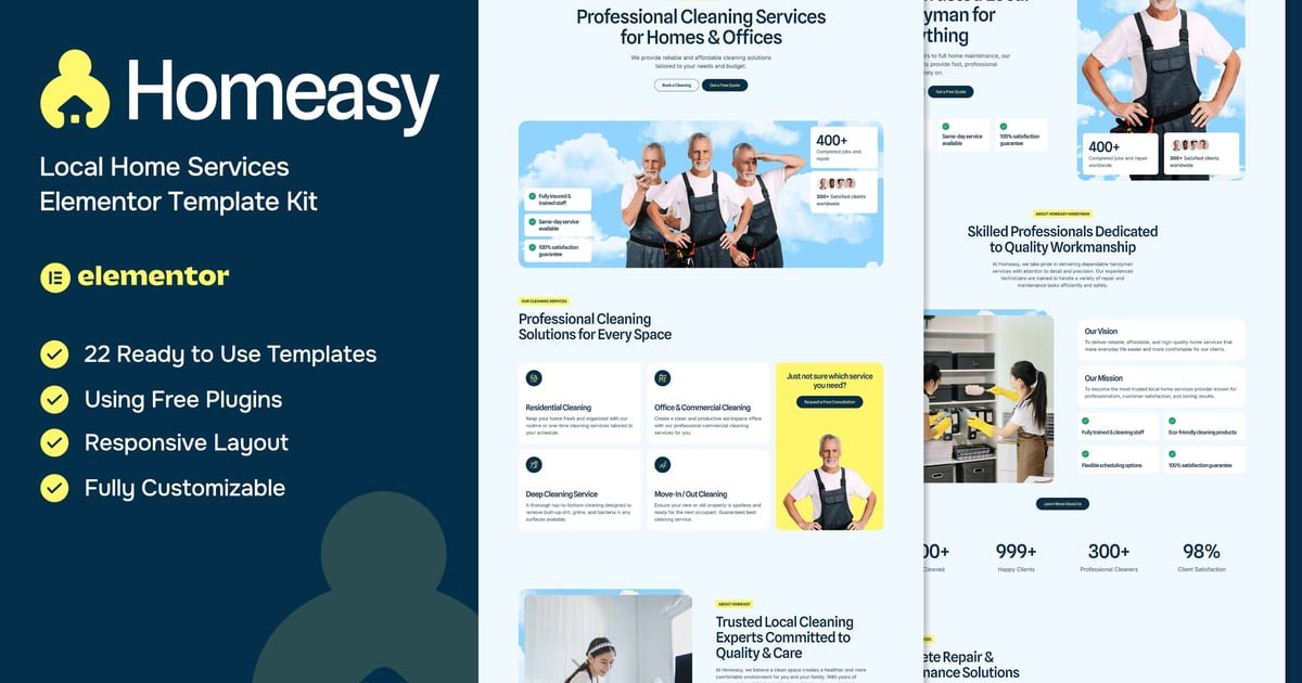 Homeasy - Local Home Services Elementor Template Kit - Nulled Download - EmpireGPL