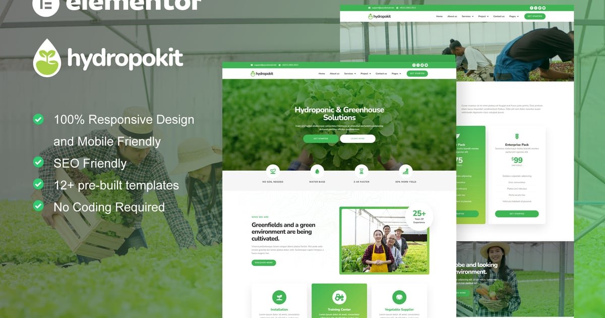 Hydropokit – Hydroponic & Agriculture Elementor Template Kit – Nulled Download – EmpireGPL