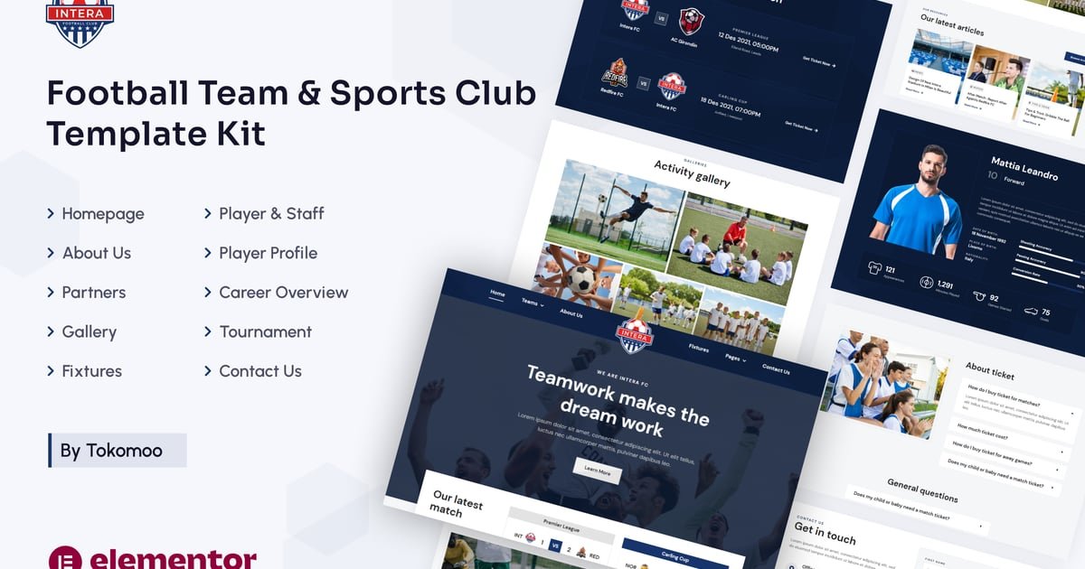 Intera | Football Team & Sports Club Elementor Template Kit - Nulled Download - EmpireGPL