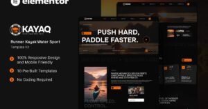 Kayaq - Runner Kayak Water Sport Elementor Template Kit - Nulled Download - EmpireGPL