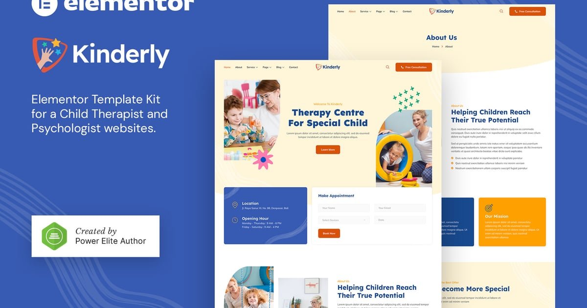 Kinderly – Child Therapist & Psychologist Elementor Template Kit – Nulled Download – EmpireGPL