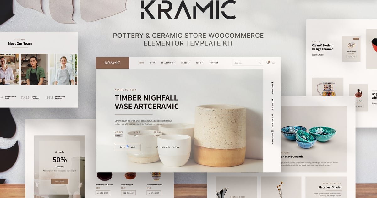Kramic – Pottery & Ceramic Store WooCommerce Elementor Template Kit - Nulled Download - EmpireGPL
