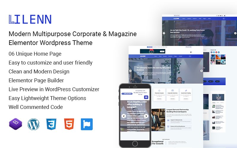 Lilenn - Modern Multipurpose Corporate & Magazine Elementor Wordpress Theme WordPress Theme - Nulled Download - EmpireGPL