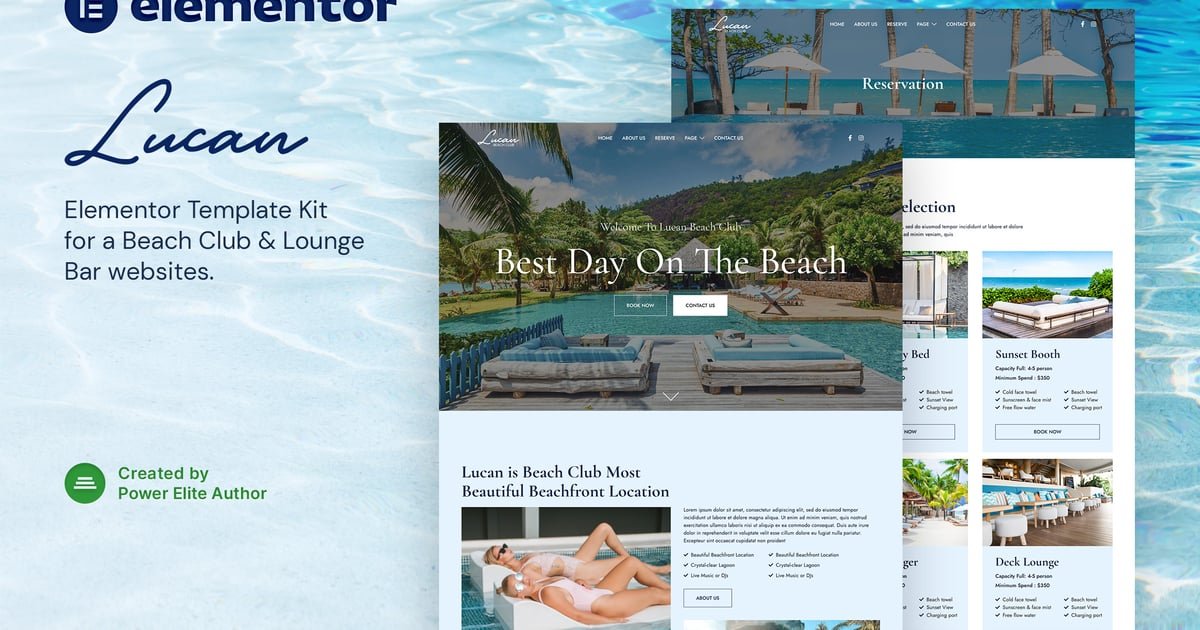 Lucan – Beach Club & Lounge Bar Elementor Template Kit - Nulled Download - EmpireGPL
