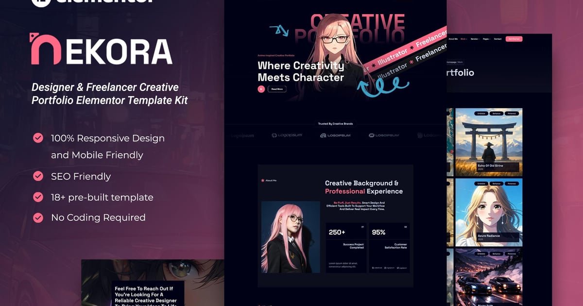 Nekora – Designer & Freelancer Creative Portfolio Elementor Template Kit – Nulled Download – EmpireGPL