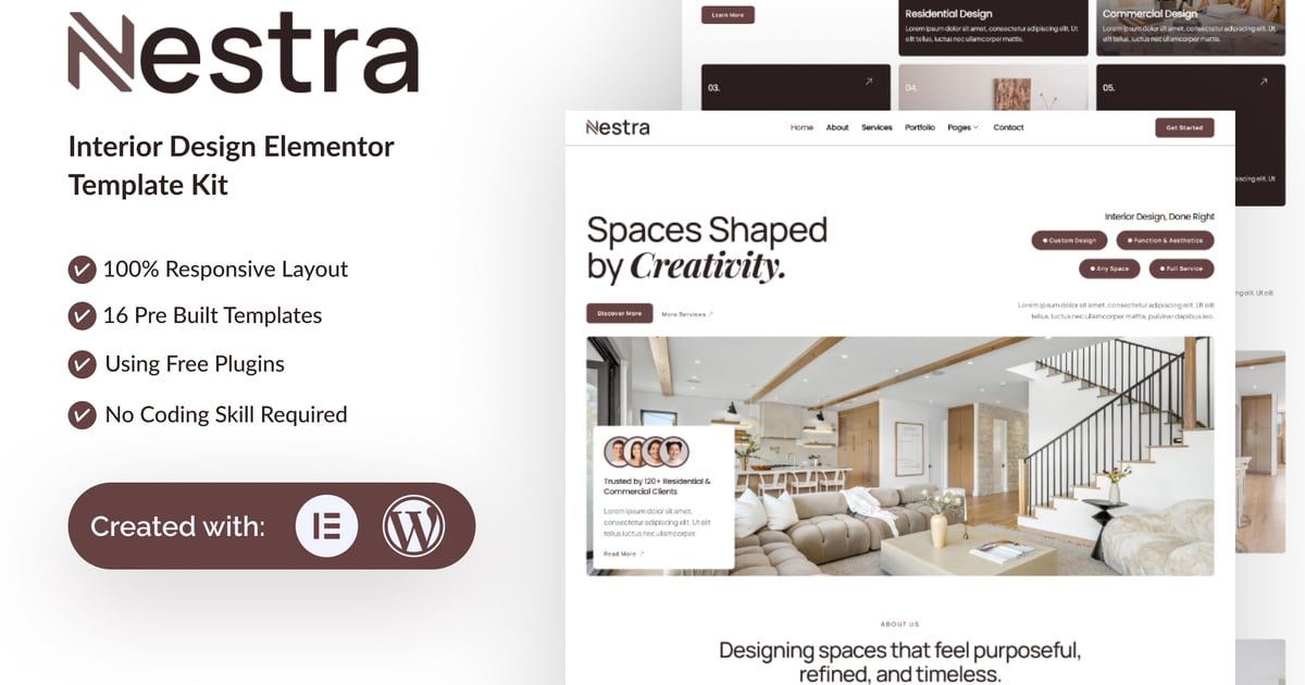 Nestra - Interior Design Elementor Template Kit - Nulled Download - EmpireGPL