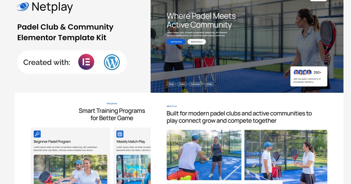 Netplay - Padel Club & Community Elementor Template Kit - Nulled Download - EmpireGPL