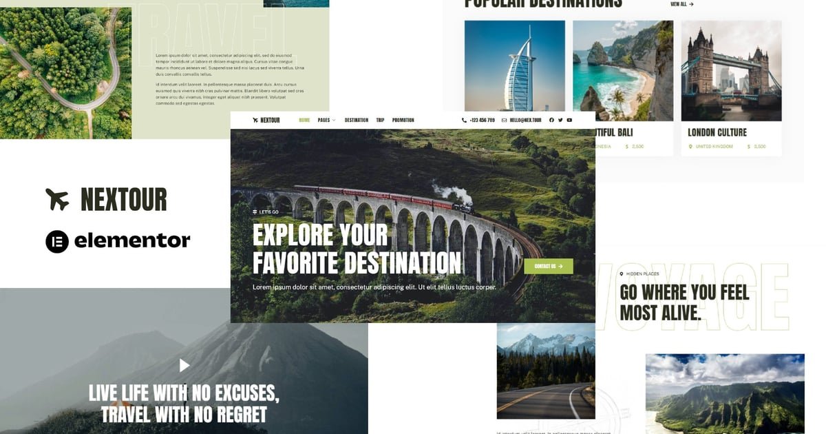 Nextour – Tour Guide & Travel Agency Elementor Template Kit – Nulled Download – EmpireGPL