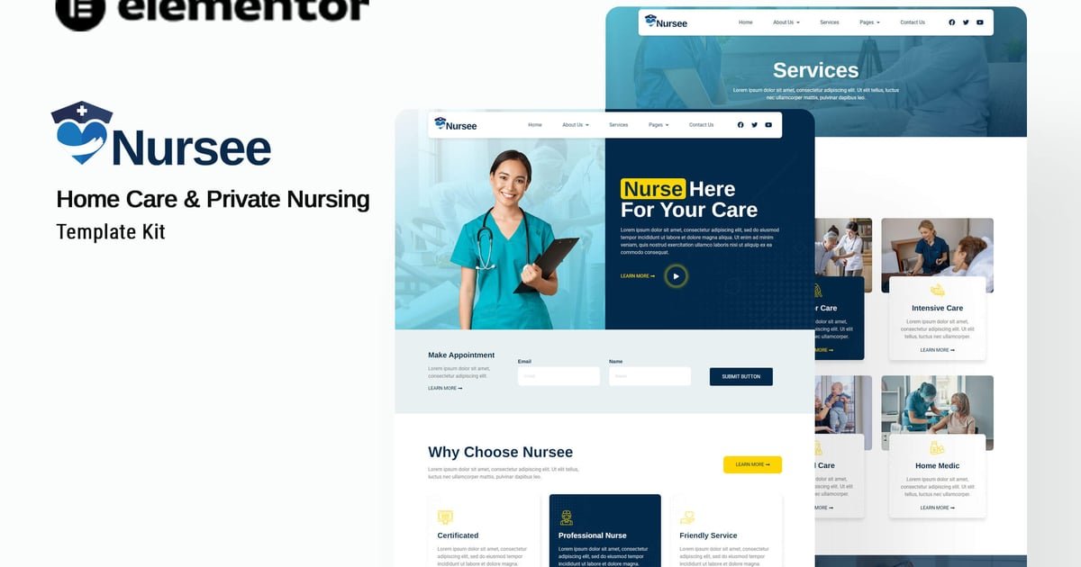 Nursee – Homecare & Private Nursing Elementor Template Kit – Nulled Download – EmpireGPL