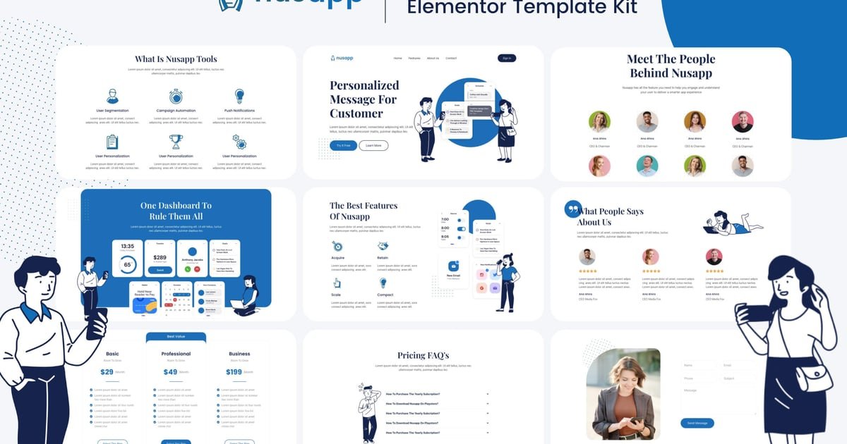 Nusapp - SaaS Startup & Business Elementor Template Kit - Nulled Download - EmpireGPL