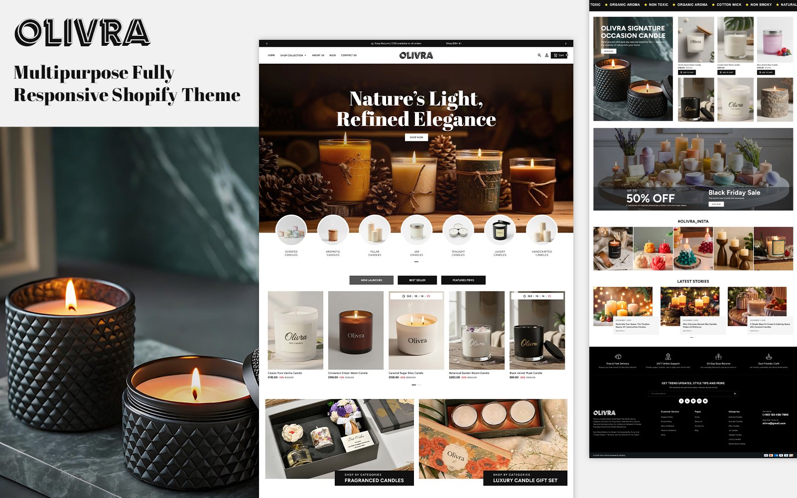 Olivra – Candle Responsive Shopify Theme for eCommerce - Nulled Download - EmpireGPL