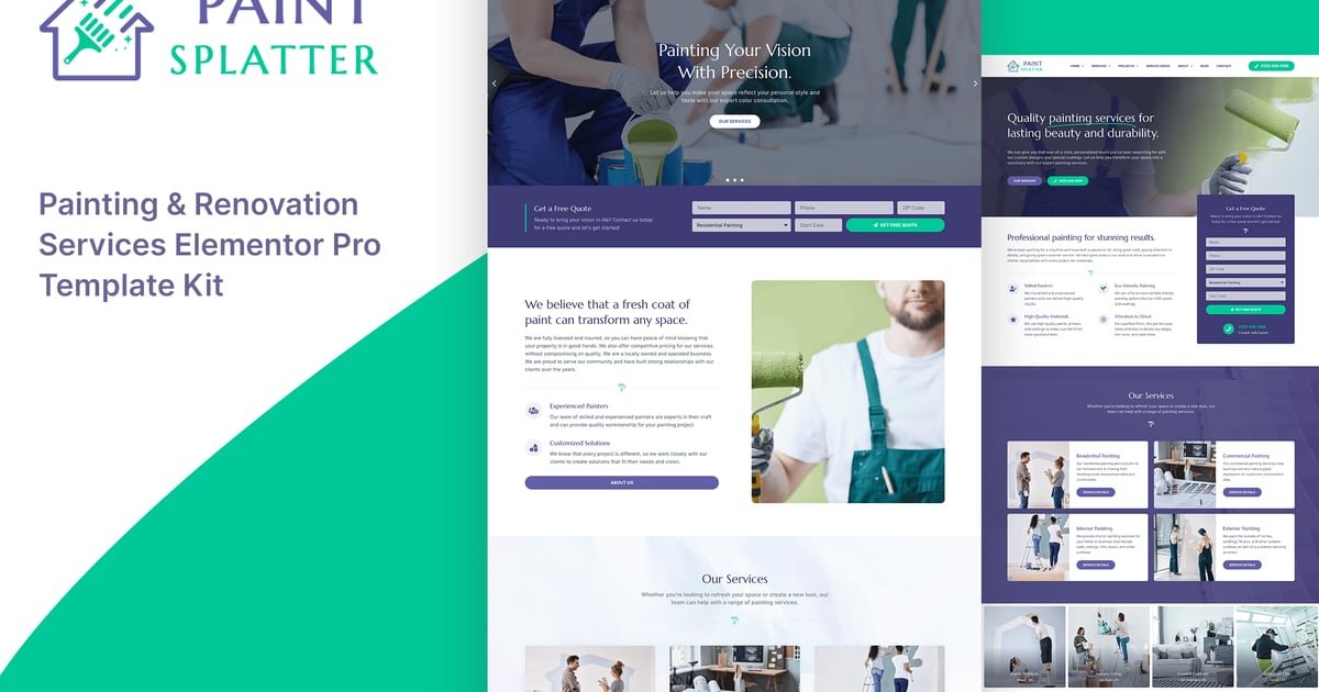 Paint Splatter - Painting & Renovation Services Elementor Pro Template Kit - Nulled Download - EmpireGPL