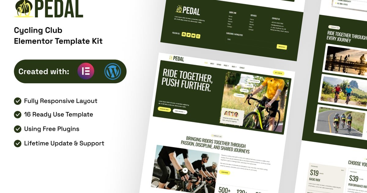Pedal – Cycling Club Elementor Template Kit – Nulled Download – EmpireGPL