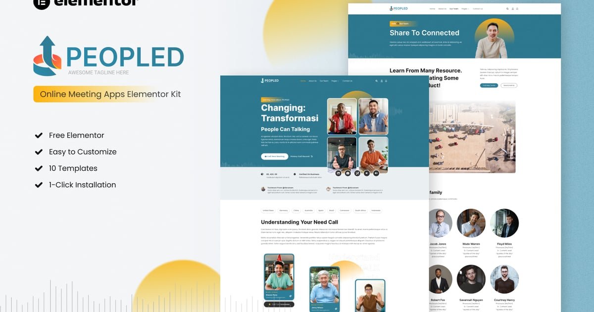 Peopled – Online Meeting App Elementor Template Kit – Nulled Download – EmpireGPL