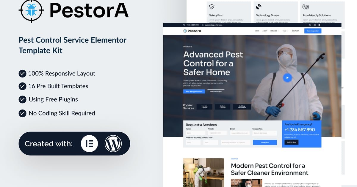 Pestora - Pest Control Services Elementor Template Kit - Nulled Download - EmpireGPL