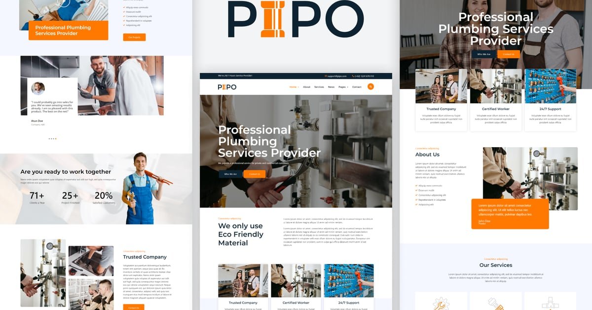 Pipo - Plumber Services Elementor Template Kit - Nulled Download - EmpireGPL