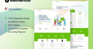 Pixeeline - Graphics Illustration Freelance & Creative Agency Elementor Template Kit - Nulled Download - EmpireGPL